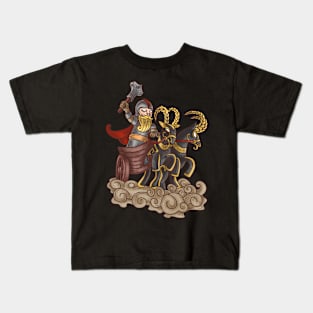 Thunderous Hero: Viking God Thor and His Goat-Drawn Chariot Kids T-Shirt